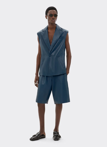 Ferrari Bermuda shorts in semi-gloss nappa leather Peacock 22459f