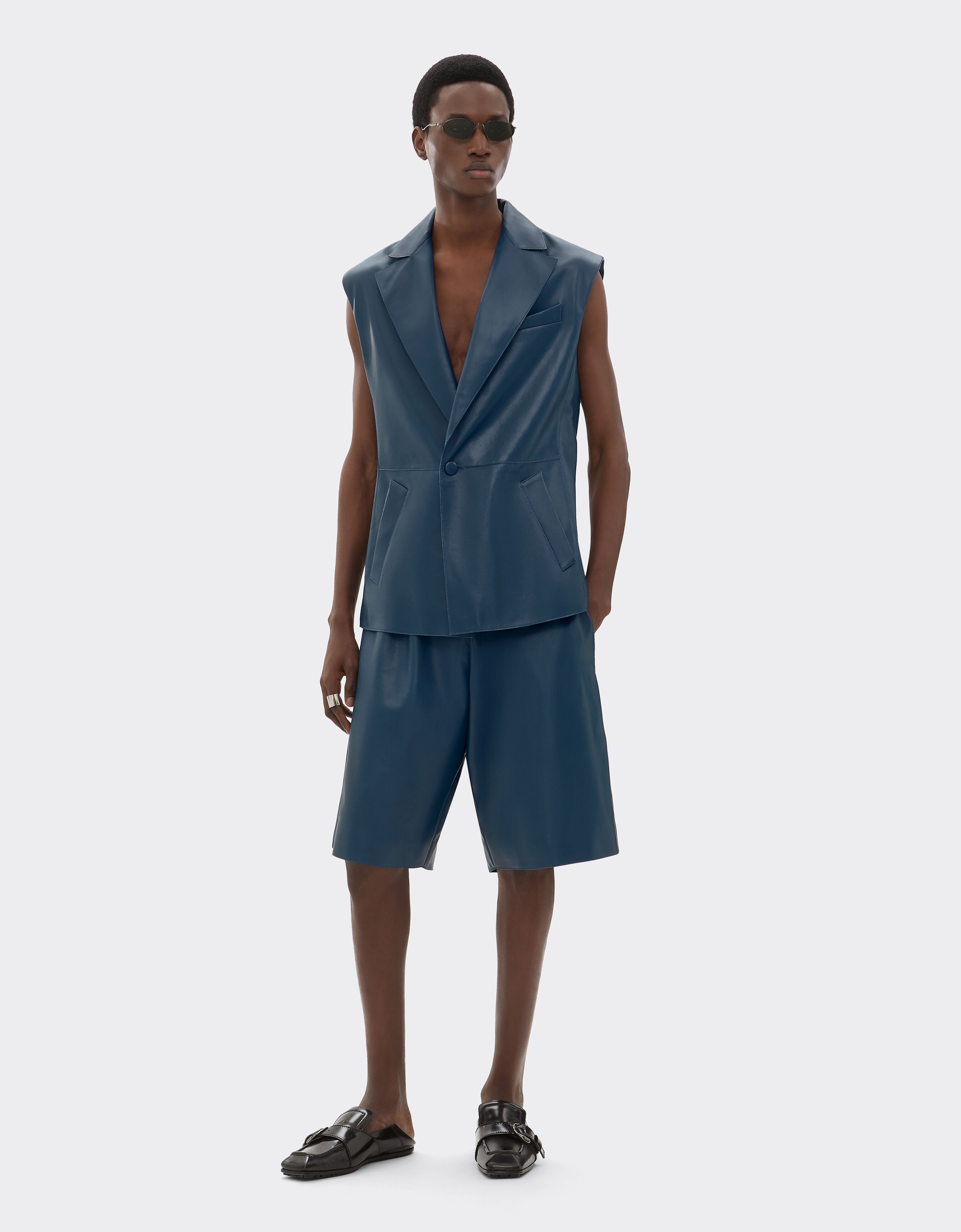 Ferrari Bermuda shorts in semi-gloss nappa leather Peacock 22459f