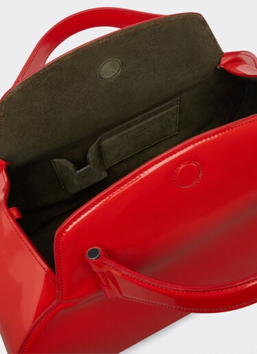 Ferrari Bowlingtasche aus glänzend gebürstetem Leder Rosso Dino 21681f