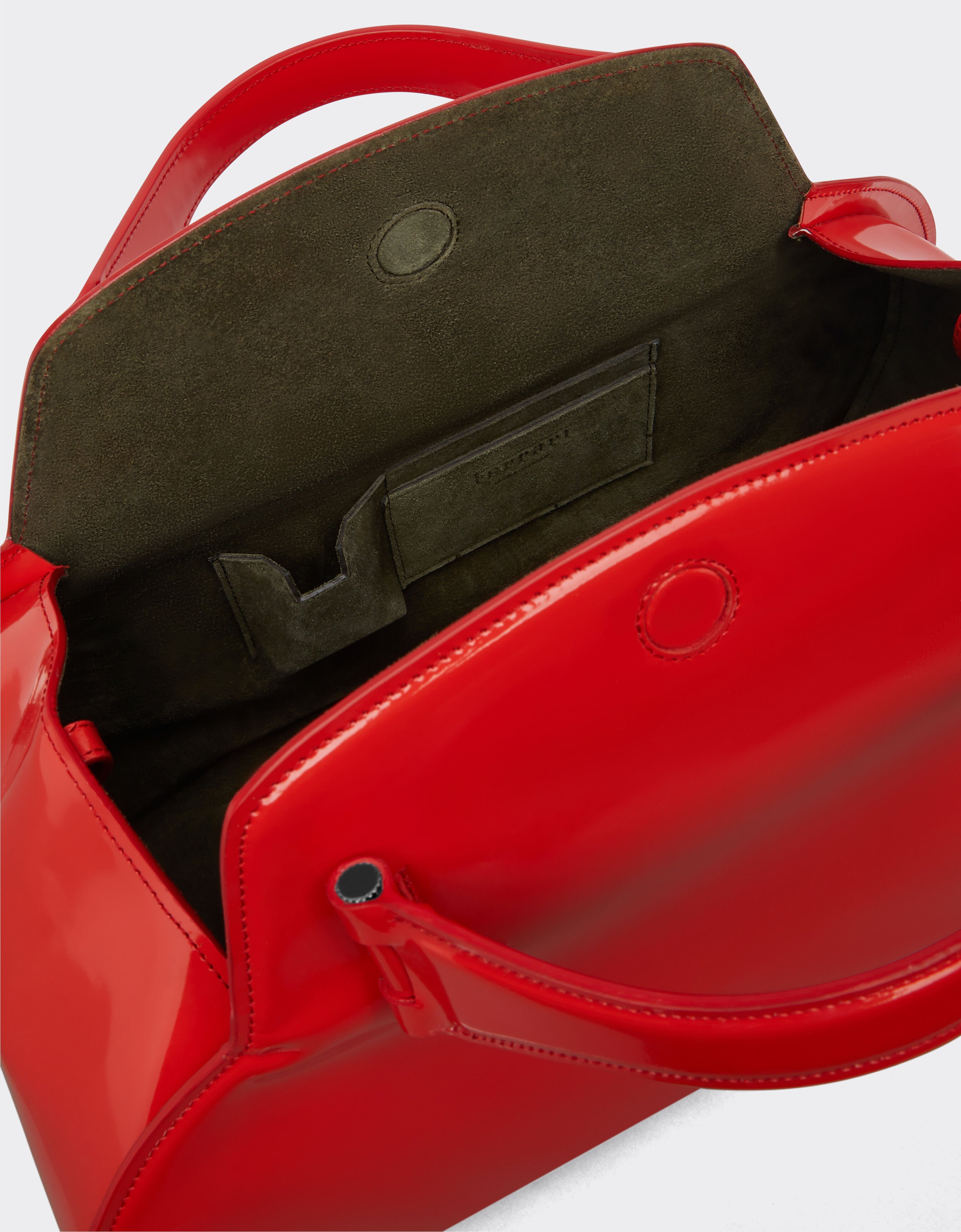 Ferrari Bowlingtasche aus glänzend gebürstetem Leder Rosso Dino 21681f