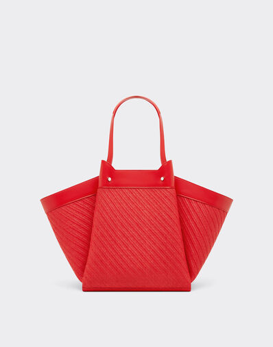 Ferrari Large Ferrari raffia and leather tote bag Rosso Dino 49110f