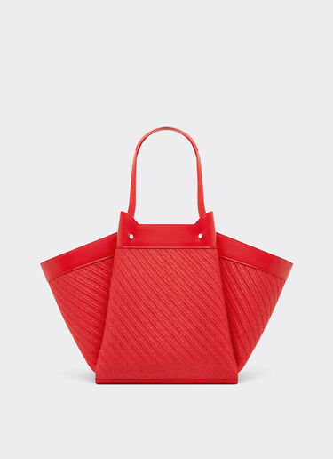 Ferrari Raffia and leather tote bag Rosso Dino 49110f