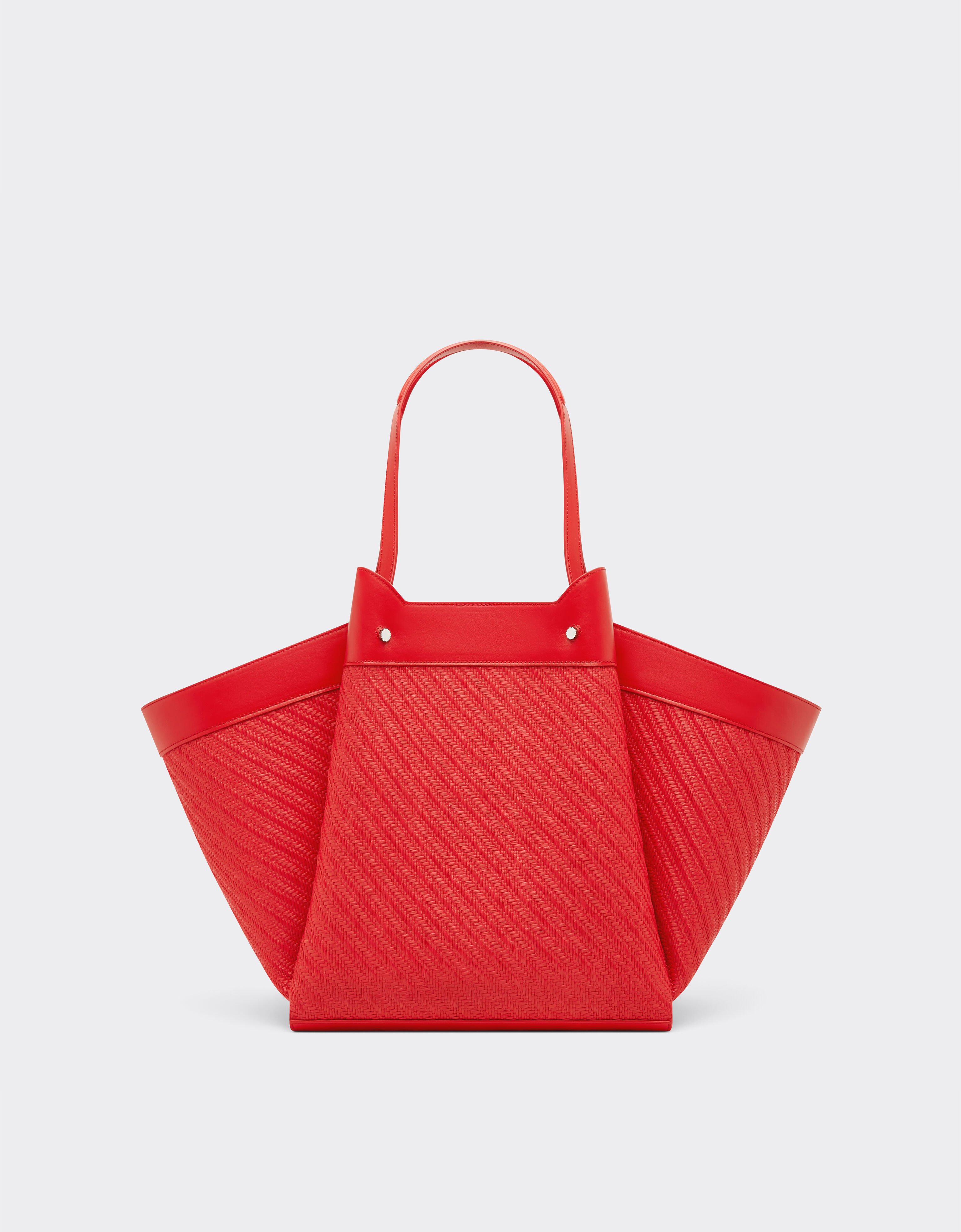 Ferrari Raffia and leather tote bag Rosso Dino 49110f