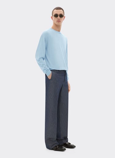 Cashmere and silk jumper with link pattern Ferrari Cashmere and silk jumper with link pattern Steel Blue 22660f