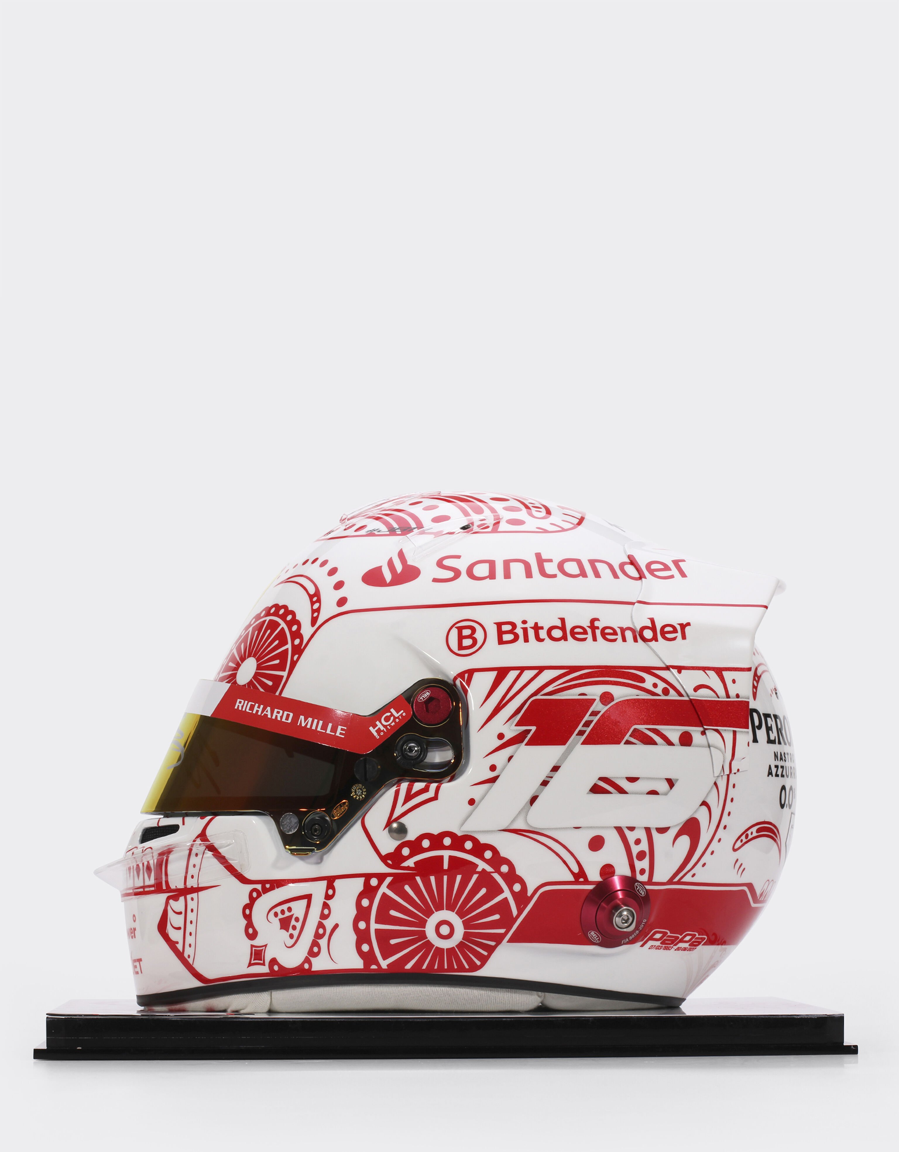 Ferrari Casco con firma auténtica Charles Leclerc México Edición Especial 2024 a escala 1:1 Rojo carrera LA00Hf