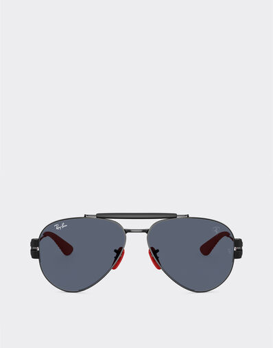 Ferrari Ray-Ban for Scuderia Ferrari RB3762M in black metal with dark grey lenses Black LA01Kf