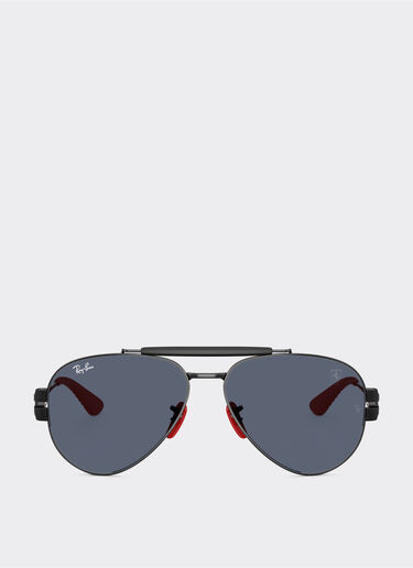 Ferrari Ray-Ban for Scuderia Ferrari RB3762M in black metal with dark grey lenses Black LA01Af