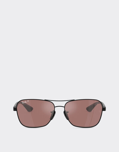 Ferrari Ray-Ban for Scuderia Ferrari RB8336M in black metal and dark carbon fibre with polarised silver mirror purple lenses Black LA01Kf