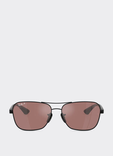 Ferrari Ray-Ban for Scuderia Ferrari RB8336M in metallo nero e fibra di carbonio scura con lenti polarizzate viola specchiate argento Nero LA02If