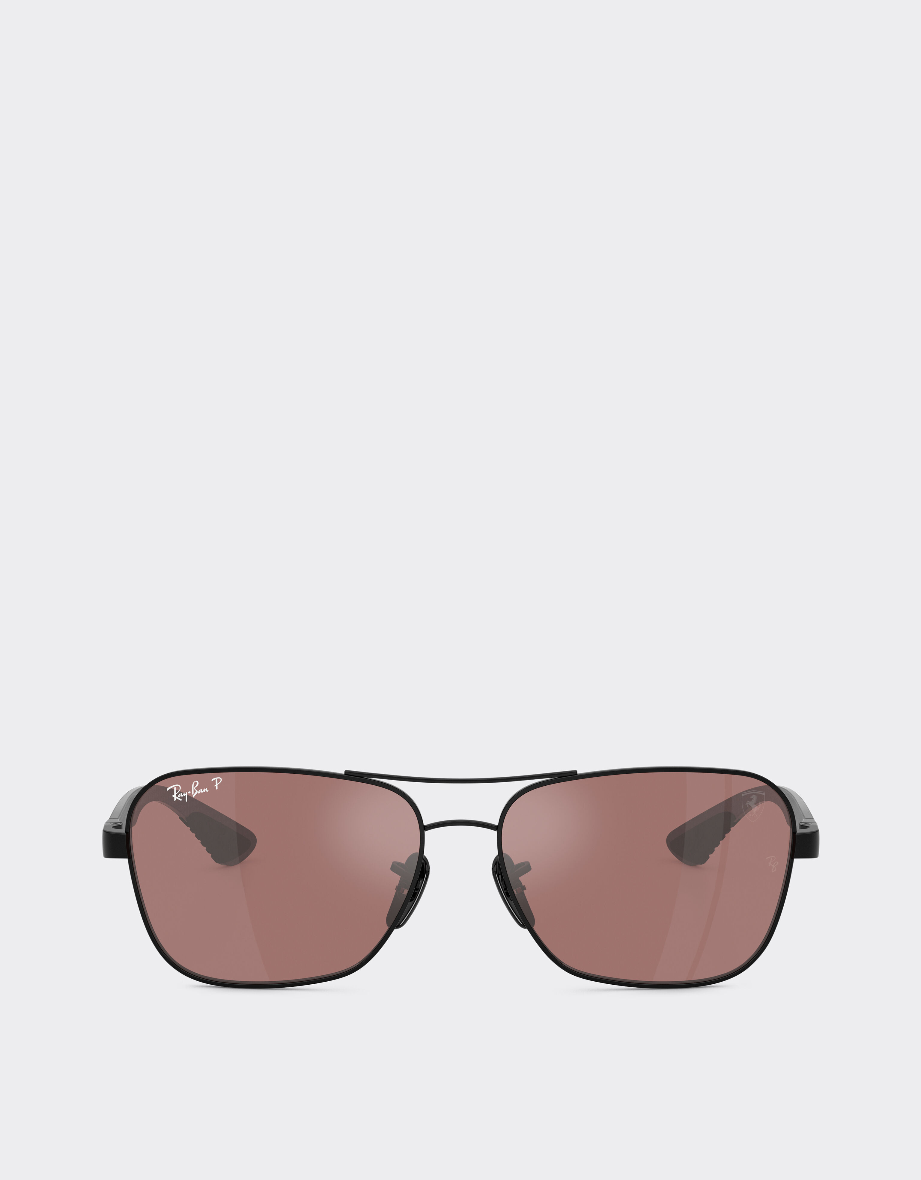 Ferrari Ray-Ban for Scuderia Ferrari RB8336M in metallo nero e fibra di carbonio scura con lenti polarizzate viola specchiate argento Nero LA02If
