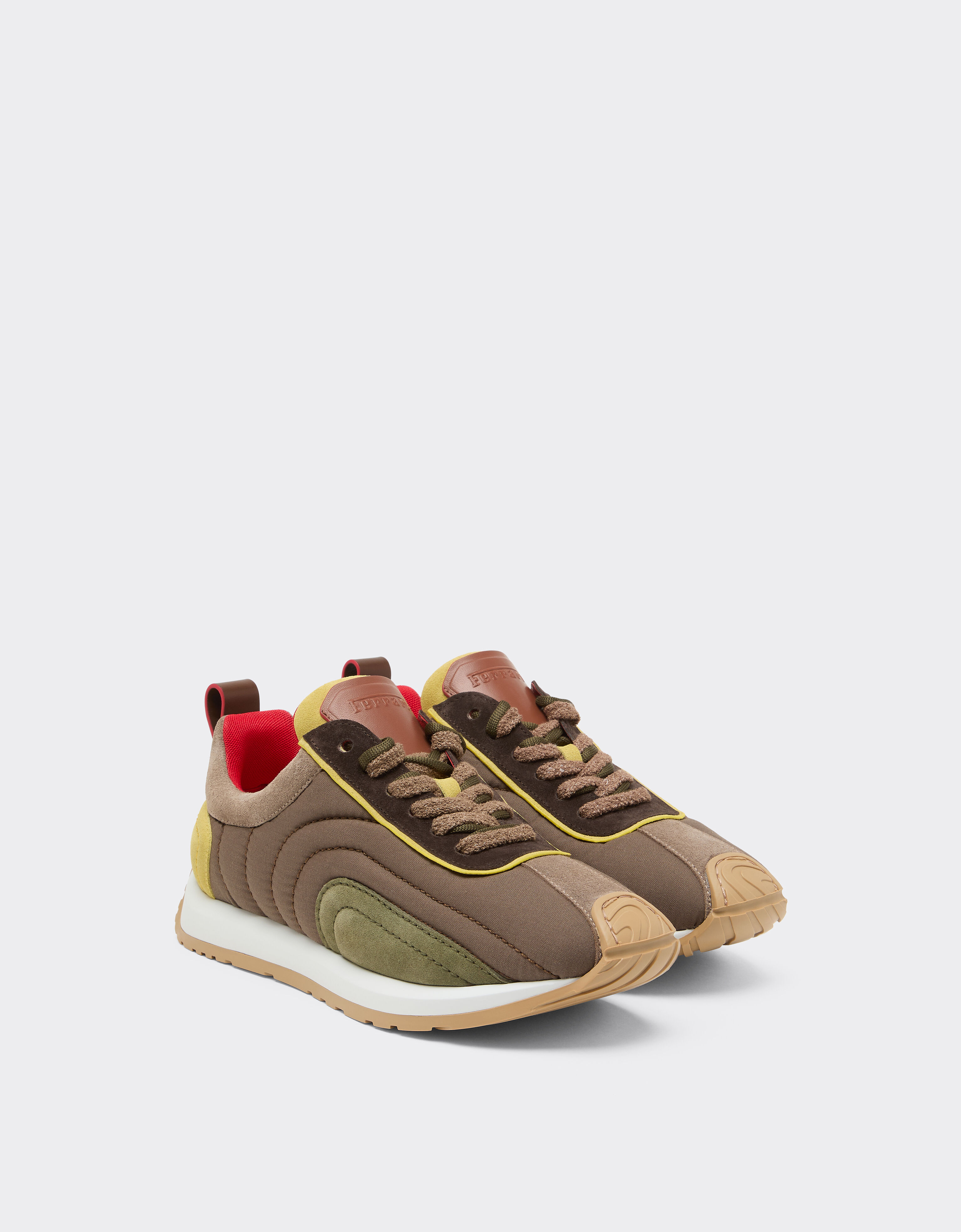 Ferrari Baskets en daim, cuir nappa et nylon ciré Noir ébène 49886f