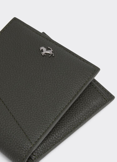 Ferrari Grained leather horizontal wallet with prancing horse Army 20621f