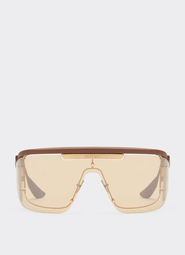 Ferrari Gafas de sol Ferrari de edición limitada de metal y cuero conlentesdoradas espejadas Marrón LA0F6f