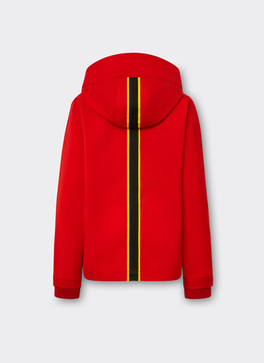 Ferrari Jacket in technical fabric with hood and Ferrari Shield detail Rosso Corsa 48523fK