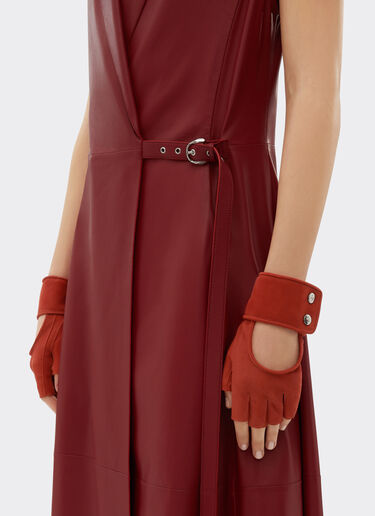 Ferrari Fingerless gloves in suede Rust 22318f