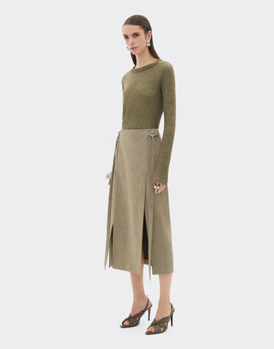 Ferrari Midi skirt in faded twill Khaki Green 50356f