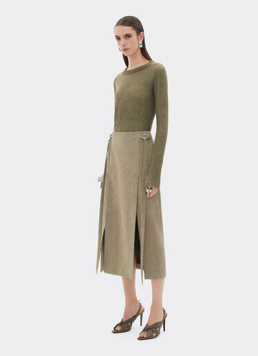 Ferrari Midi skirt in faded twill Khaki Green 50356f