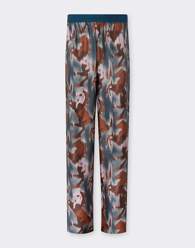 Ferrari Silk trousers with Cavallino Ikat print Peacock 22638f