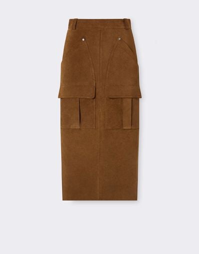 Suede Skirt with Pockets Ferrari Suede Skirt with Pockets Caffè CLWSK0010LCK0003f