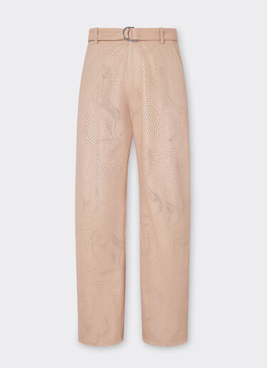 Ferrari Perforated leather pants with Prancing Horse Nude 20845f