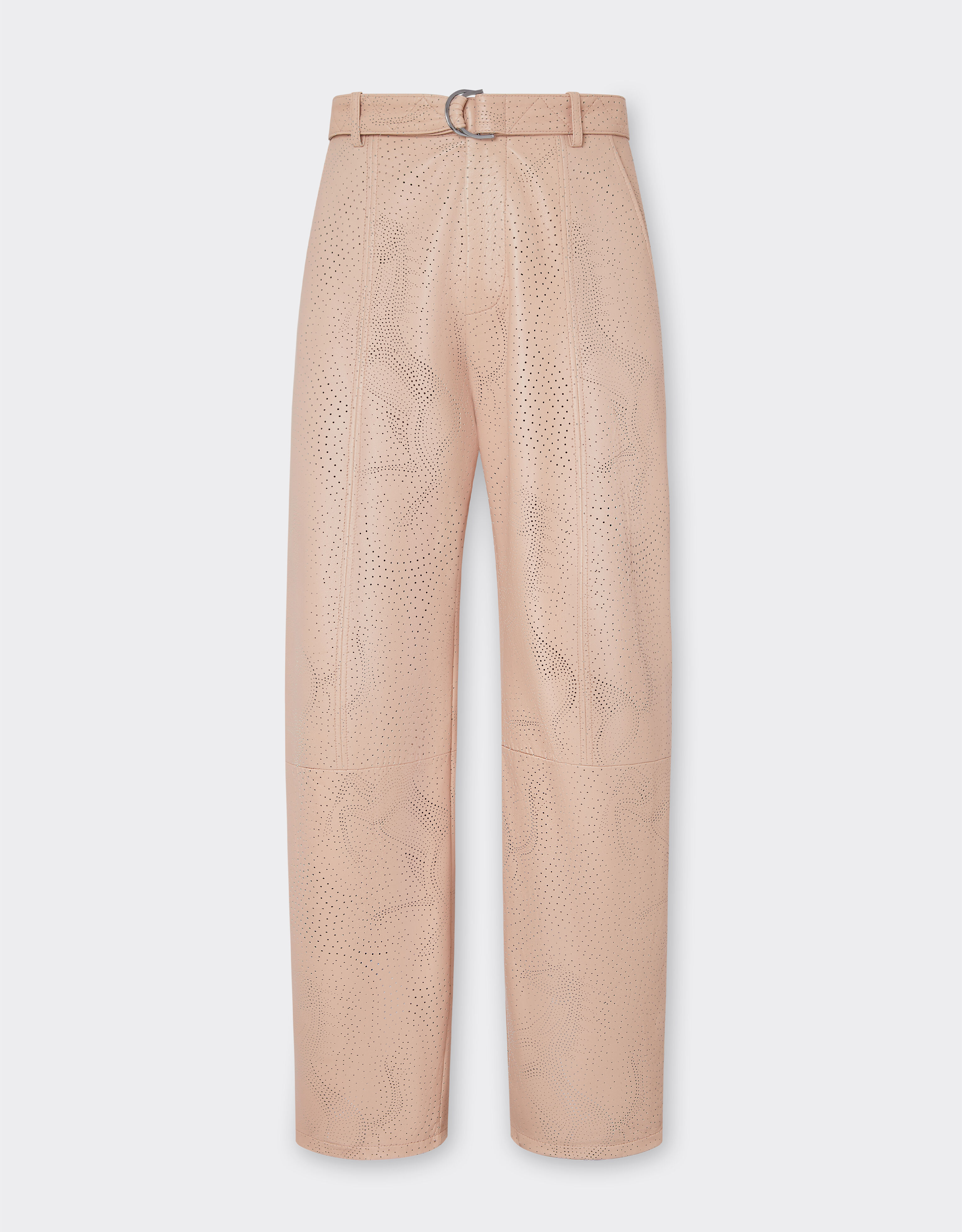 Ferrari Perforated leather pants with Prancing Horse Nude 20845f