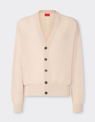 Ferrari Cotton and linen cardigan with link pattern Nude 22666f