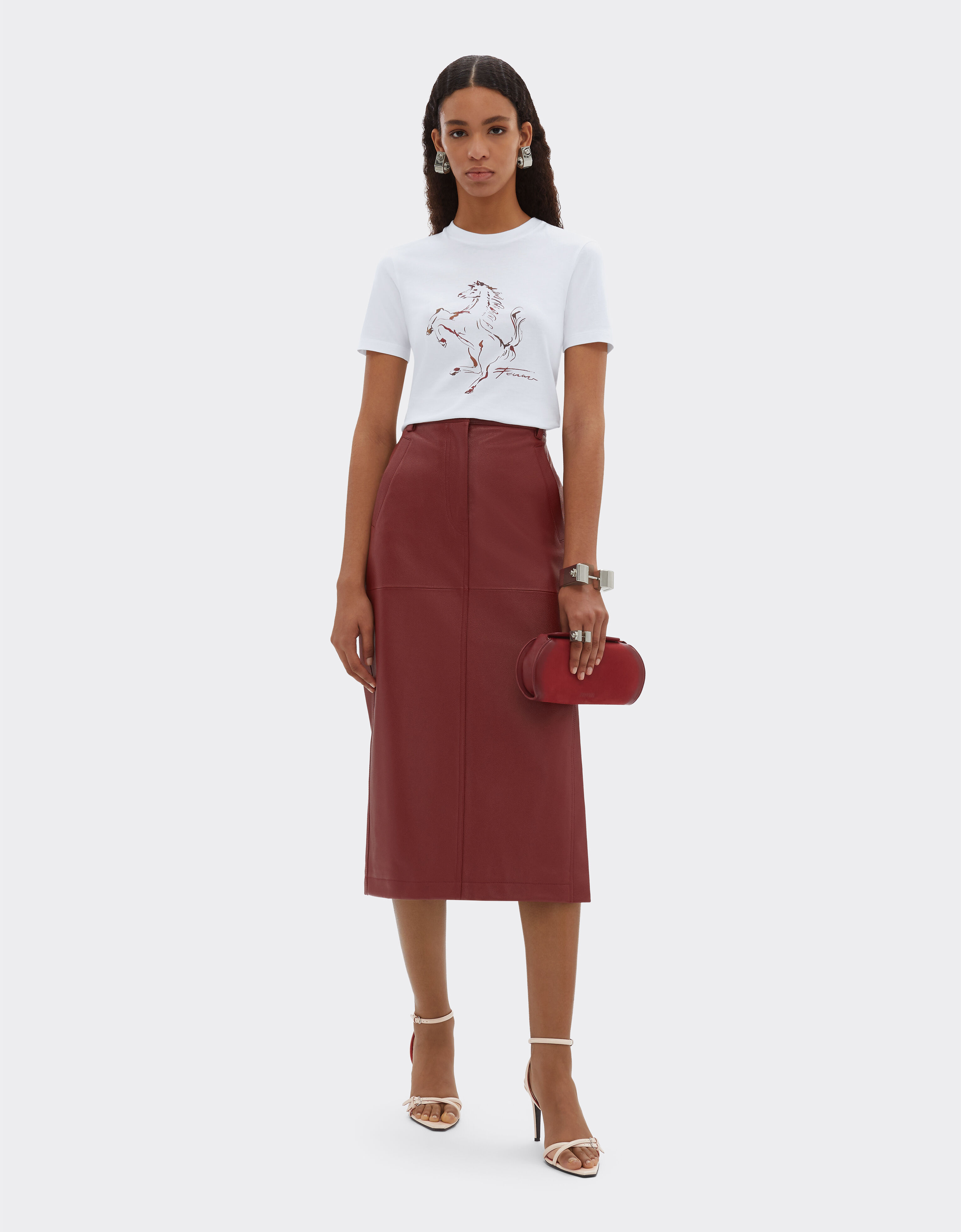 Ferrari Cotton T-shirt with Prancing Horse print Optical White 51034f