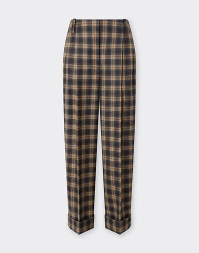 Ferrari Pantalones de lana de tartán Gris melange 22631f