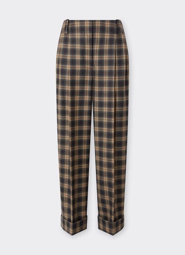 Pantalones de lana de tartán Ferrari Pantalones de lana de tartán Gris melange 22631f