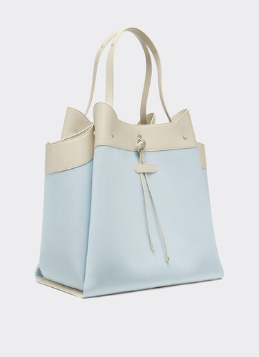 Ferrari Ferrari x Charles Leclerc tote bag in canvas and leather Steel Blue 49184f