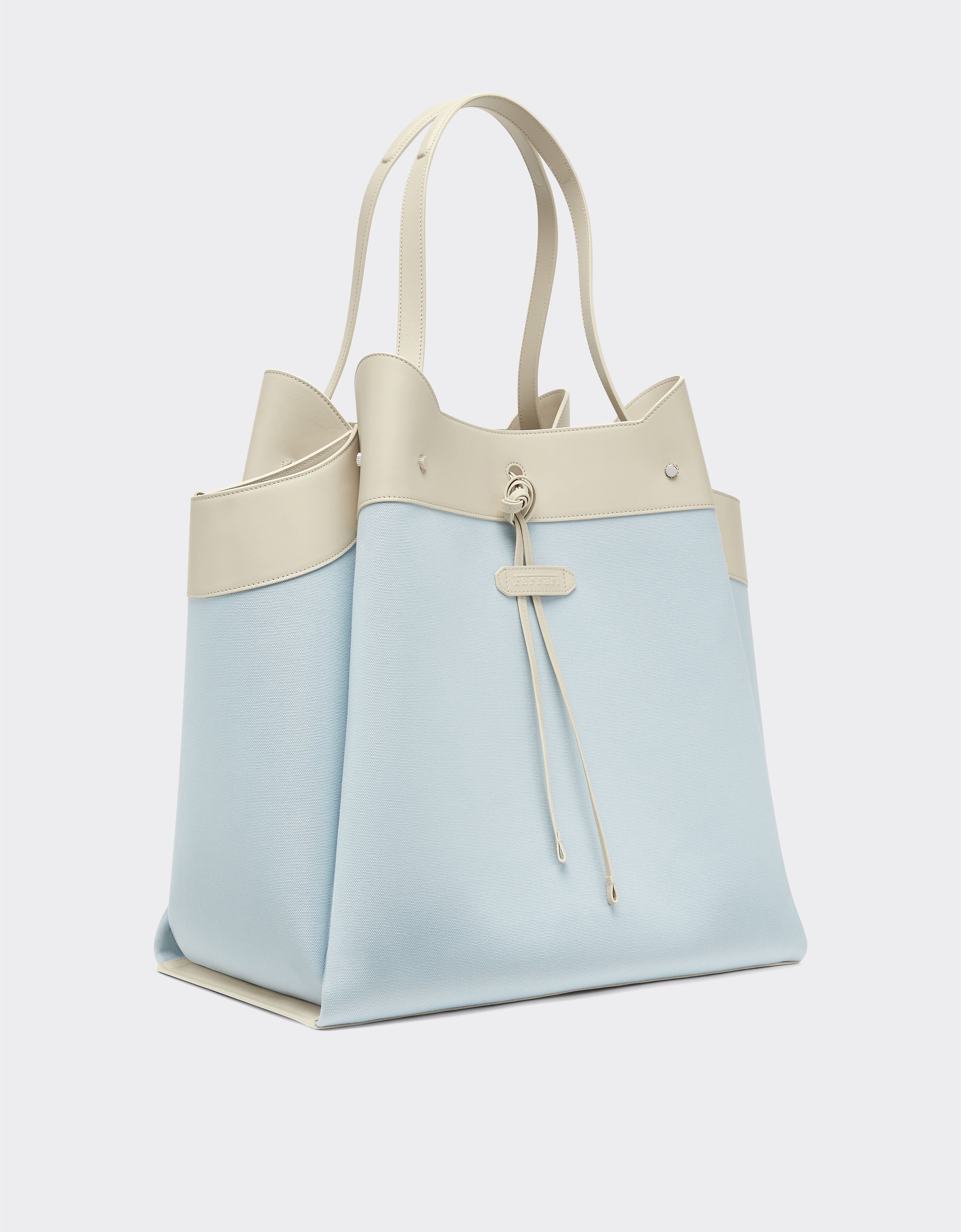 Ferrari Ferrari x Charles Leclerc tote bag in canvas and leather Steel Blue 49184f
