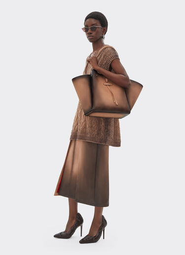 Ferrari Sac cabas en cuir suédé délavé Cipria 51334f