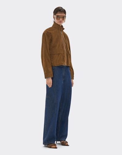 Ferrari Suede Blouson with Oversized Shoulders Caffè CLWOU0011LCK0003f