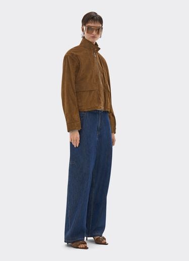 Blouson en cuir suédé à épaules oversize Ferrari Blouson en cuir suédé à épaules oversize Caffè CLWOU0011LCK0003f