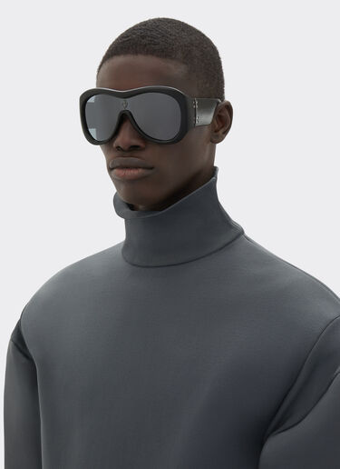 Ferrari Limited Edition Ferrari black leather covered sunglasses with black mirror lens Black F1245f