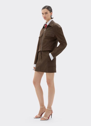 Ferrari Mini skirt in technical gabardine with a vintage effect Khaki Green 49927f