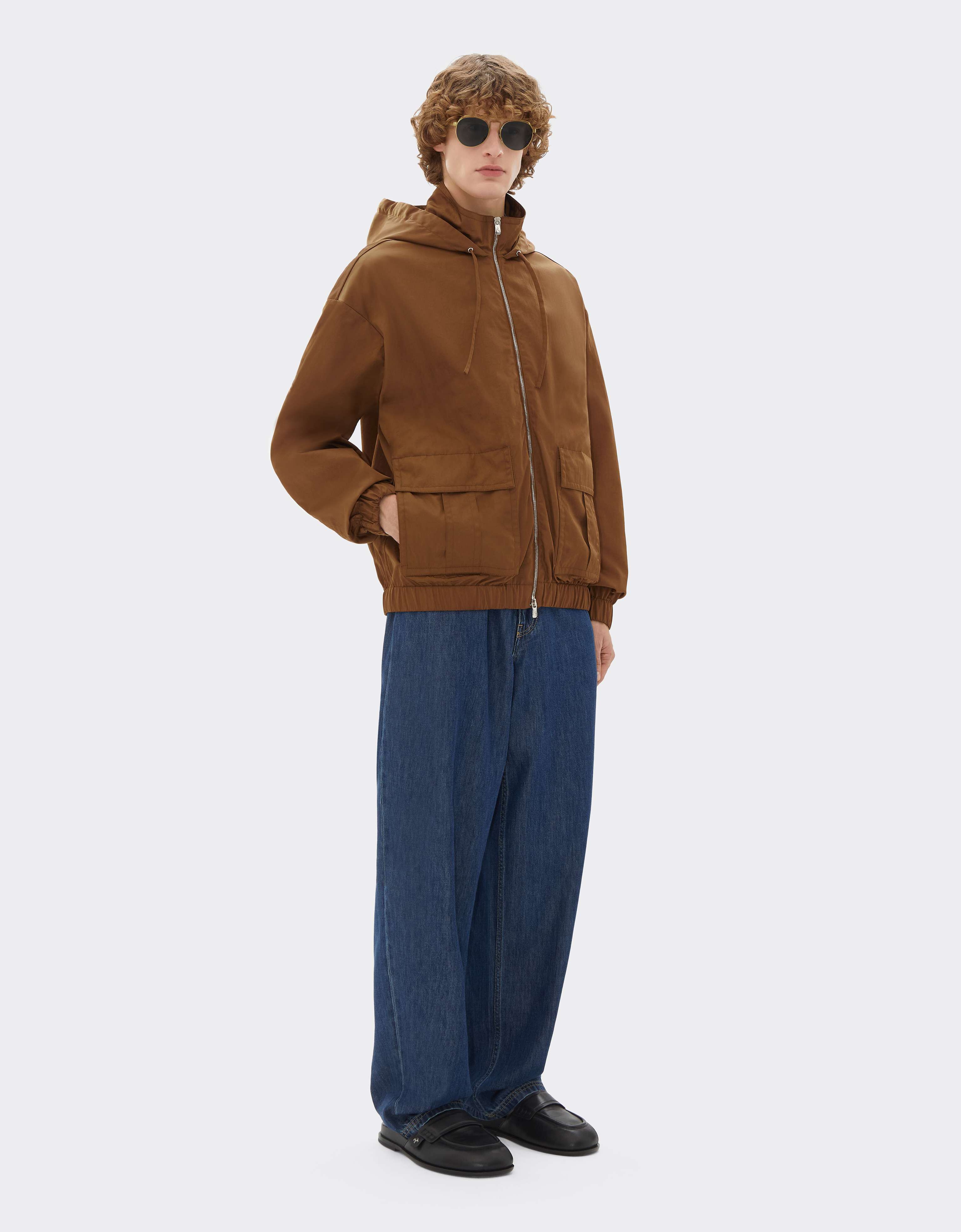 Recycled Gabardine Blouson with Water-Repellent Finish in Caffè