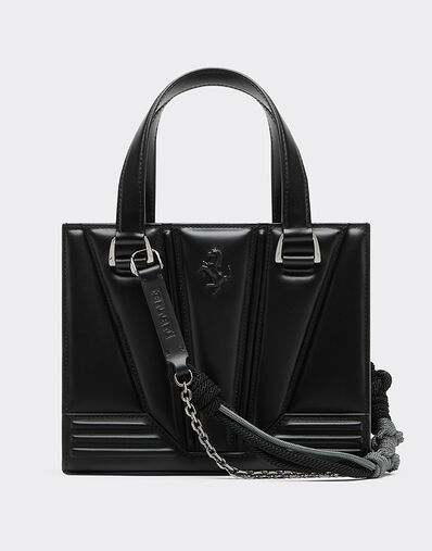 Ferrari Reconditioned by Ferrari GT mini tote bag in leather with scoubidou detail Black 49880f