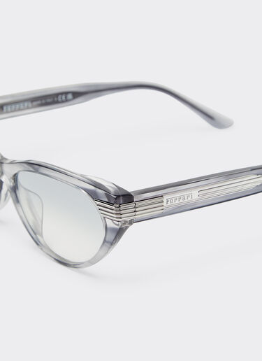 Ferrari Gafas de sol de acetato azul a rayas con lentes espejadas en degradado gris Azul escocés LA0EZf