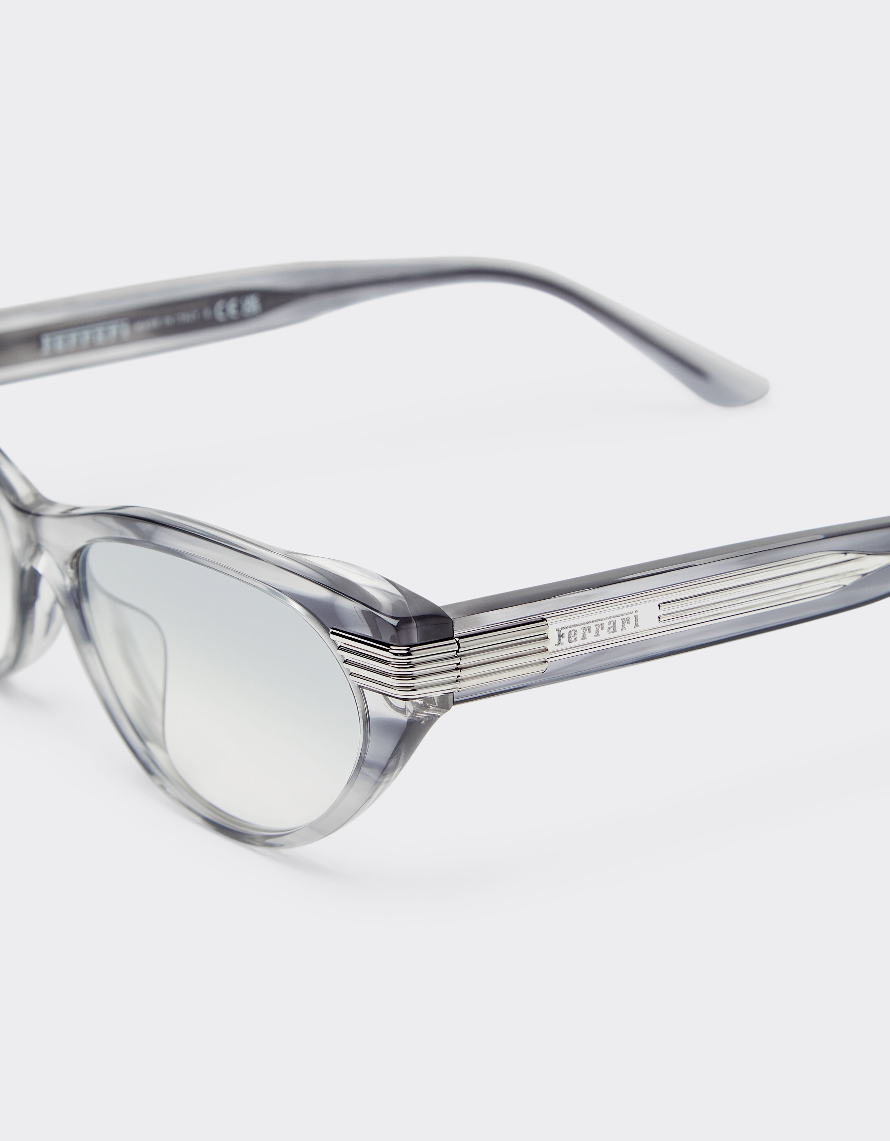 Ferrari Gafas de sol de acetato azul a rayas con lentes espejadas en degradado gris Azul escocés LA0EZf