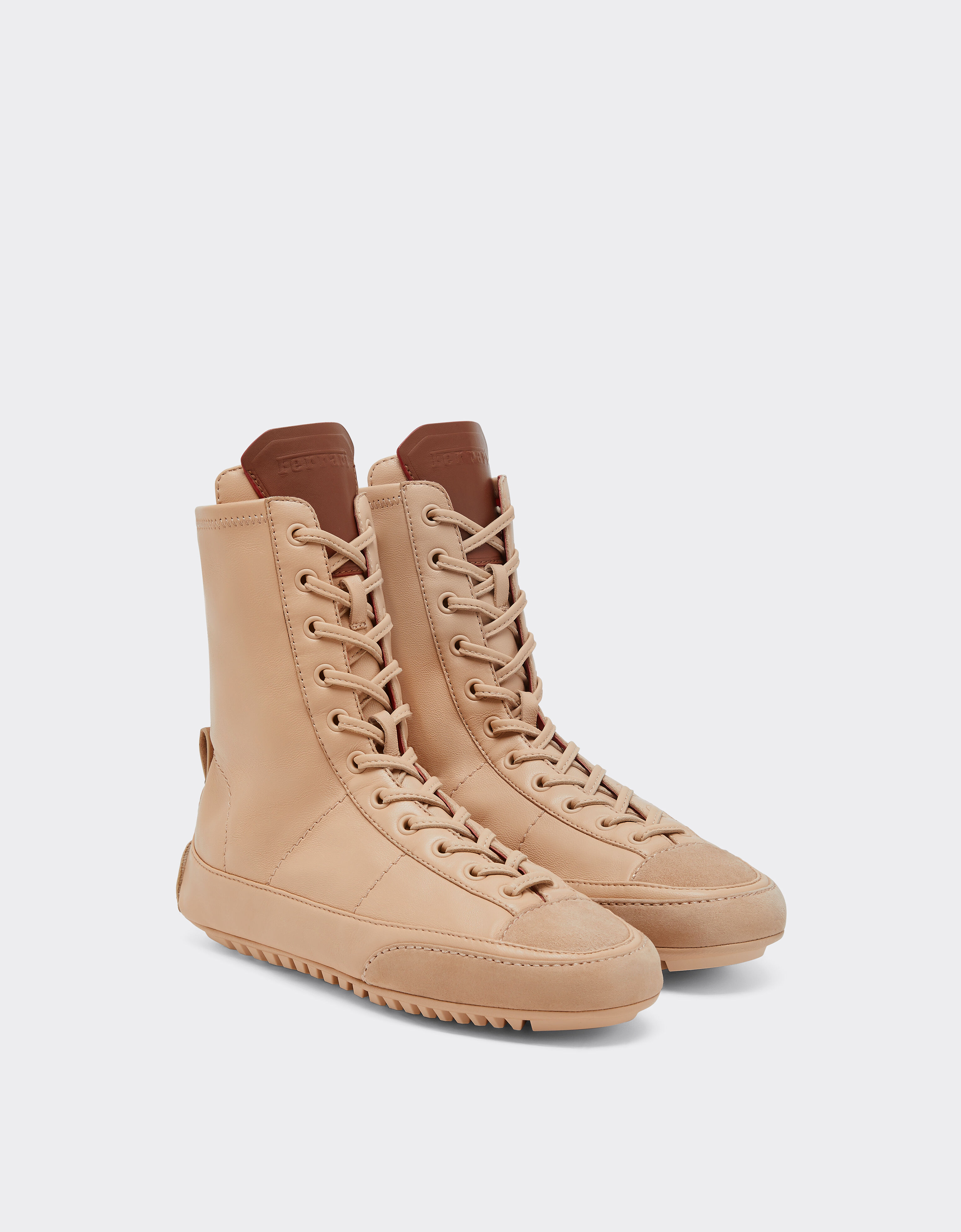 Ferrari Nappa leather and suede high-top driver sneaker Nude 22738f