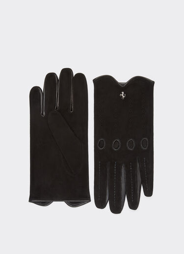Ferrari Driving gloves in nappa leather and suede Black 47431f