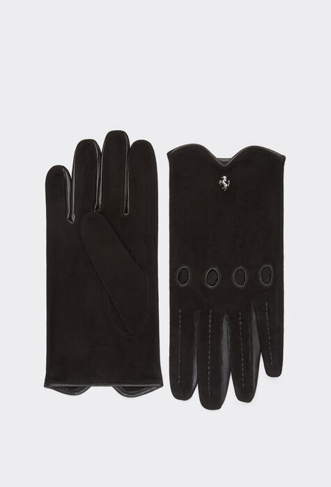 Ferrari Driving gloves in nappa leather and suede Optical White 20815f