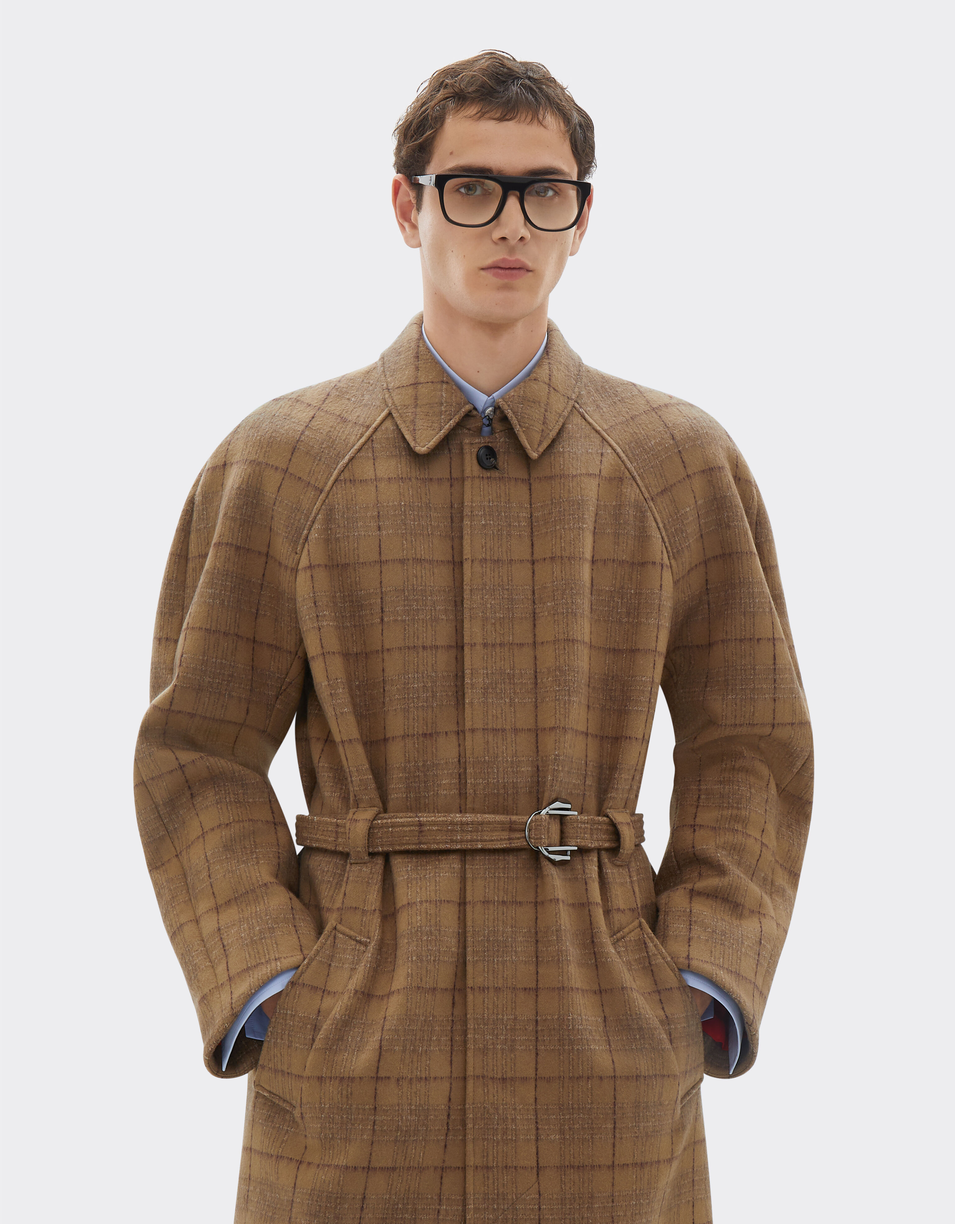 Ferrari Tartan mouliné wool coat Espresso 22591f