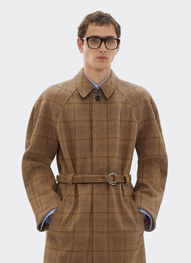 Tartan mouliné wool coat Ferrari Tartan mouliné wool coat Espresso 22591f
