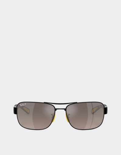 Ferrari Ray-Ban for Scuderia Ferrari RB3763M in black metal and plastic with polarised mirror gradient grey lenses Black LA01Kf