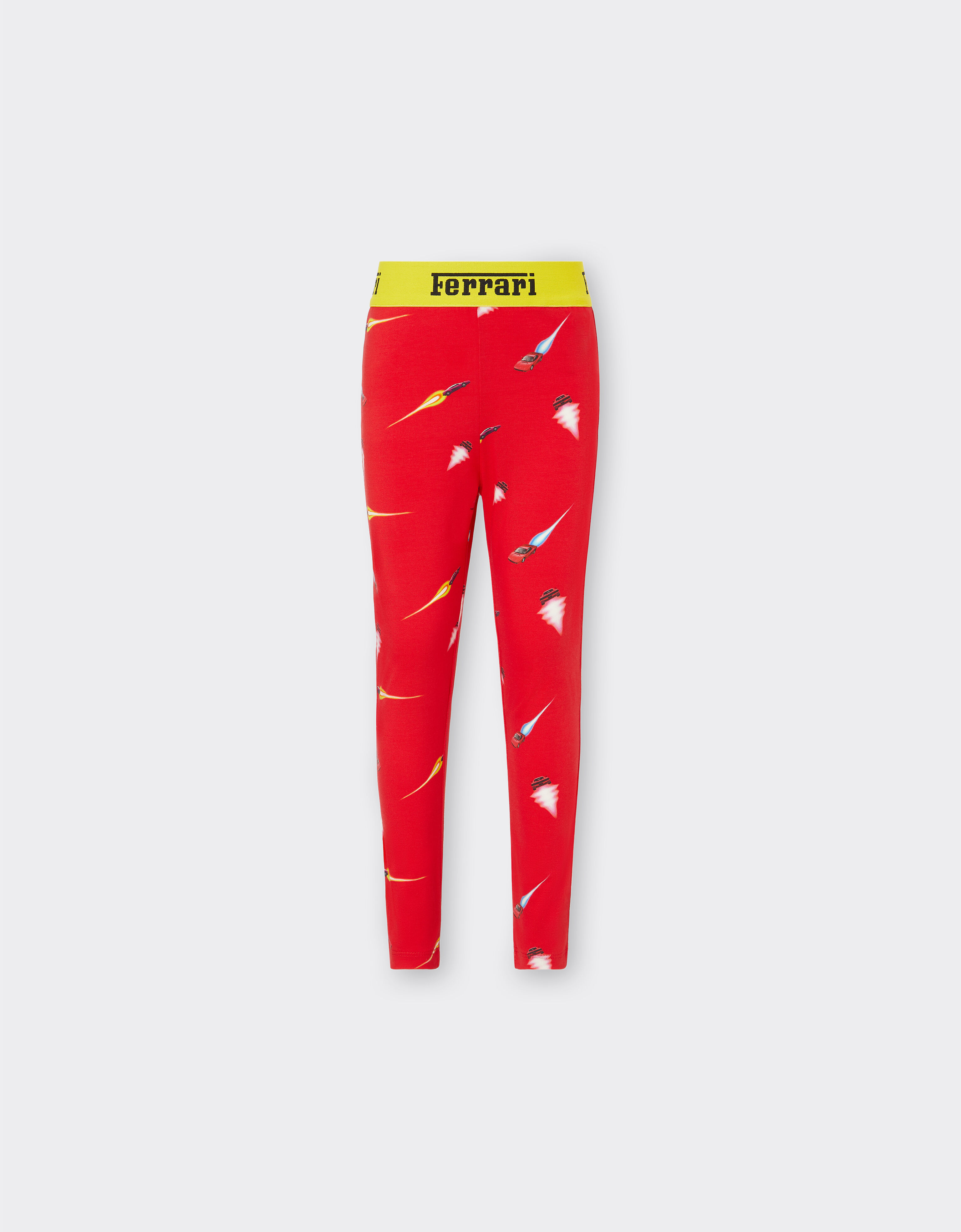 Ferrari Children’s cotton leggings with Ferrari Cars print Rosso Corsa 20162fK