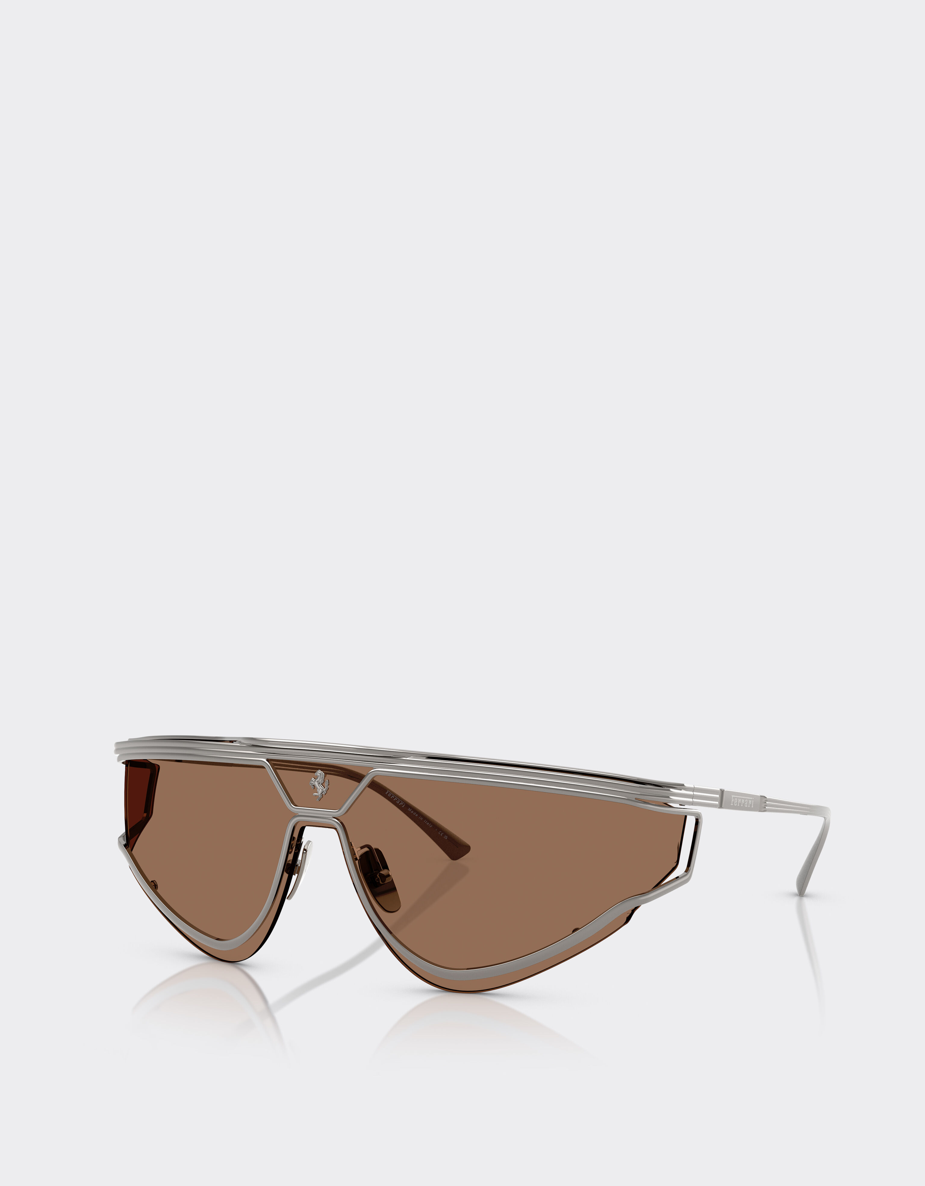 Ferrari Gafas de sol de metal satinado con montura marrón de Edición Limitada Ferrari Gris oscuro F1578f