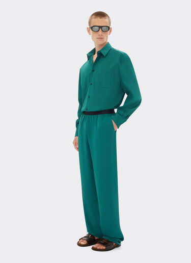 Ferrari Wide-leg trousers in recycled satin Ficus Green 21867f