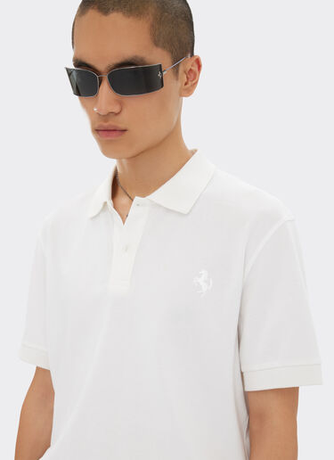 Ferrari Solid-colour polo shirt in piqué cotton Optical White 47822f